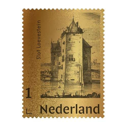 Slot Loevestein - Postzegel met goud