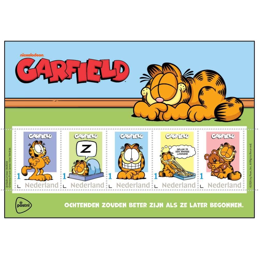 PostNL Garfield Stamp Sheet – Postzegelvel Garfield 2026