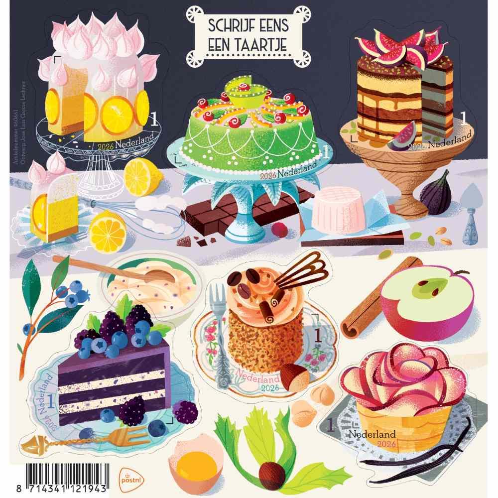 Schrijf eens een taartje complete stamp sheet