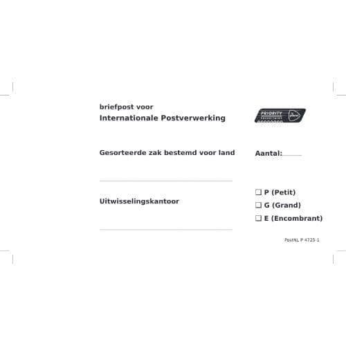 Zaklabel Priority gesorteerd