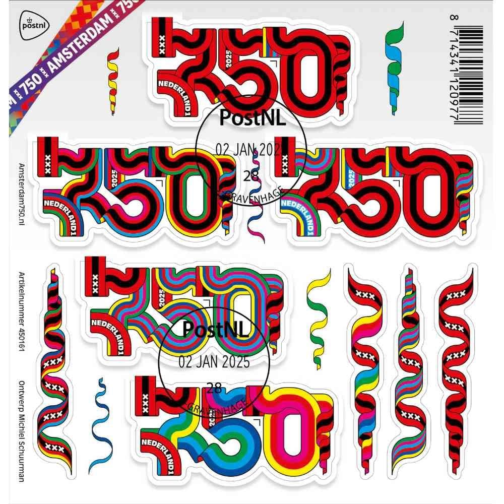 Amsterdam 750 jaar (gestempeld postzegelvel)