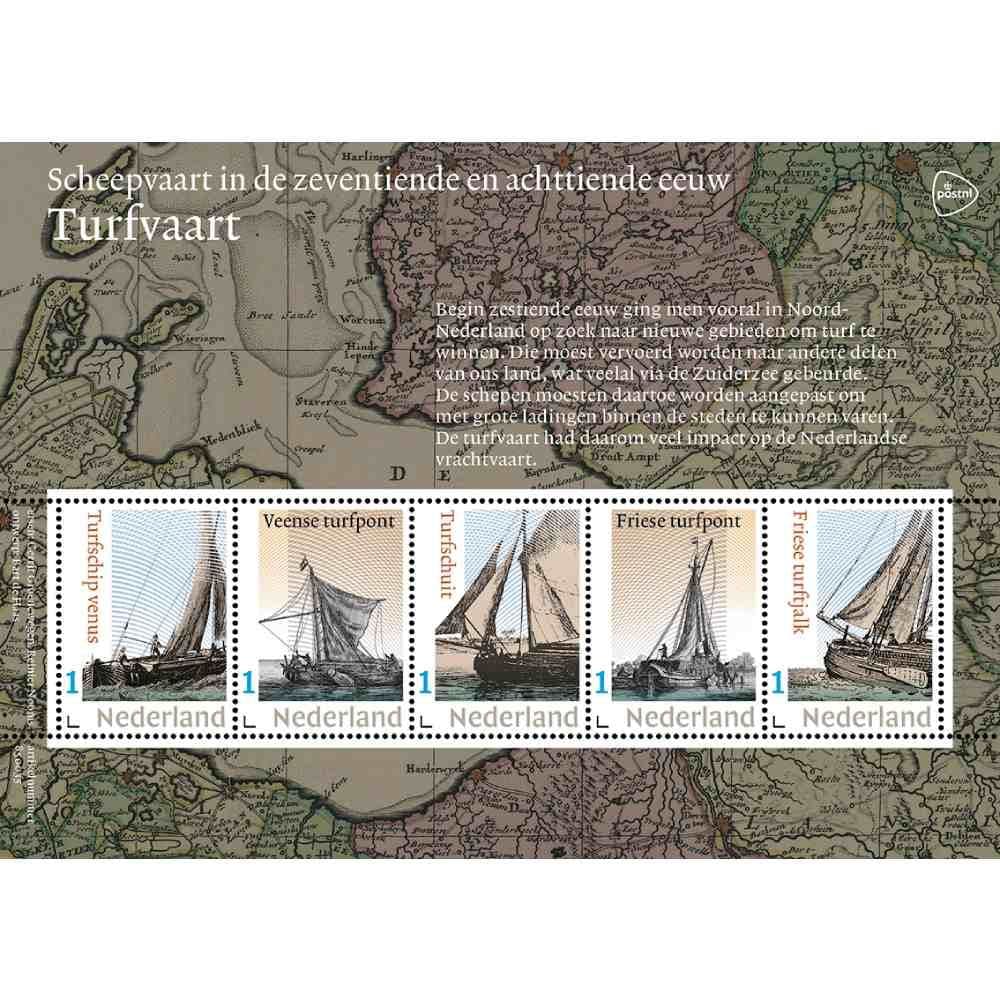 Scheepvaart in de zeventiende en achttiende eeuw – Turfvaart (postzegelvel)