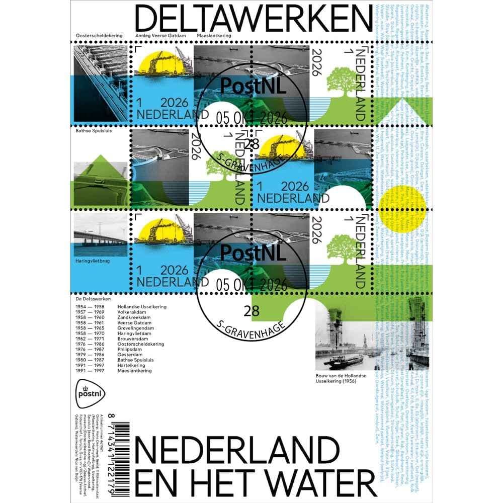 Deltawerken (gestempeld postzegelvel)