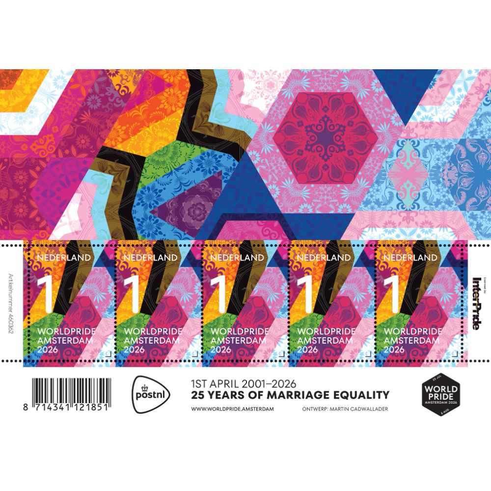 WorldPride Amsterdam 2026 Stamp Sheet