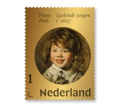 Postzegel met goud Lachende jongen